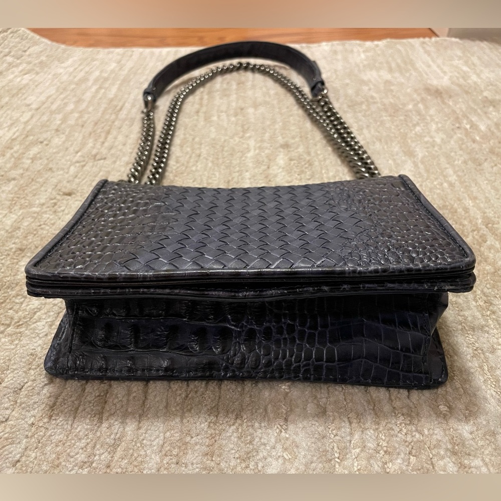 Sondra Roberts New York Blue Faux Croc Print Crossbody or Shoulder Bag or Clutch - Picture 12 of 16